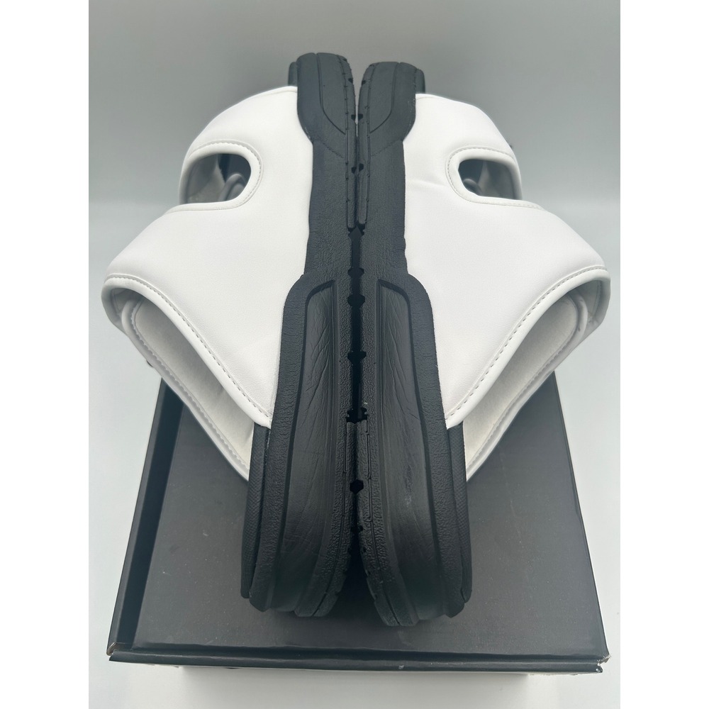 Seichi Senko Sandals,White Black Two Strap Slides,Men's Size 12,New w/ Defects - Picture 5 of 16